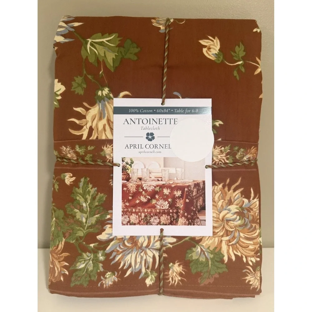 April Cornell Antoinette Tablecloth 60x84 Floral Fall Thanksgiving Autumn Cotton